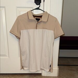 Marc Asher Tan and Cream Men's Polo Shirt